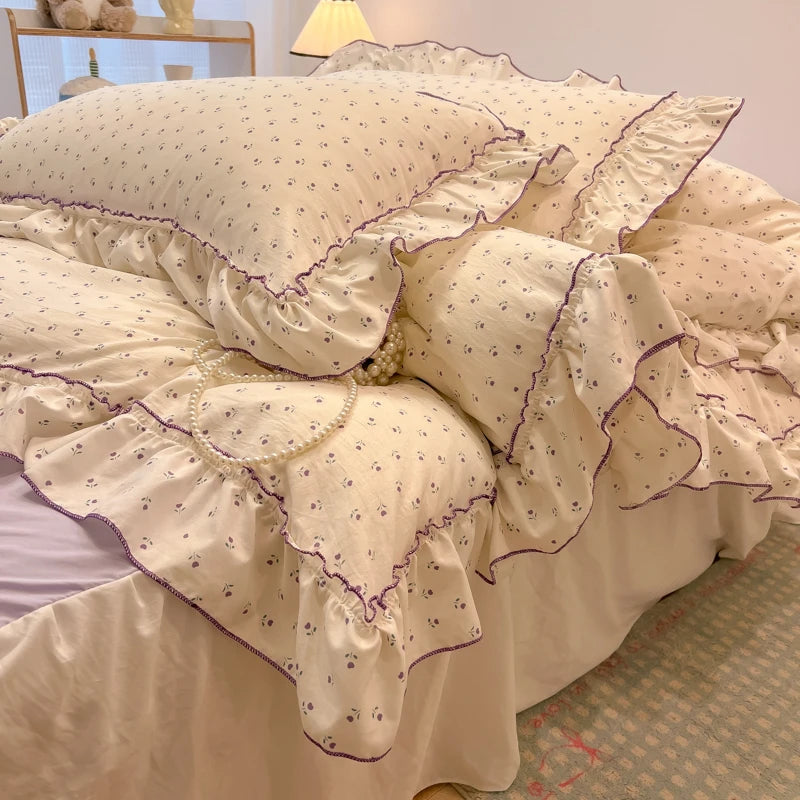 Rüschen Bettwäsche im koreanischen Stil, Baumwolle, Farbe: Stil 17, Grösse: 180x220 cm