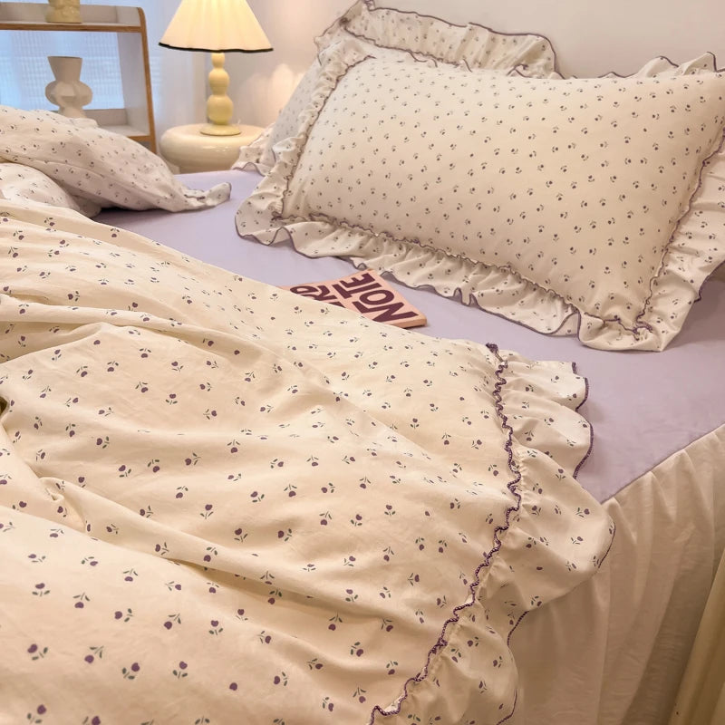 Rüschen Bettwäsche-Set aus Baumwolle in Stil 10, 150x200 cm im koreanischen Stil