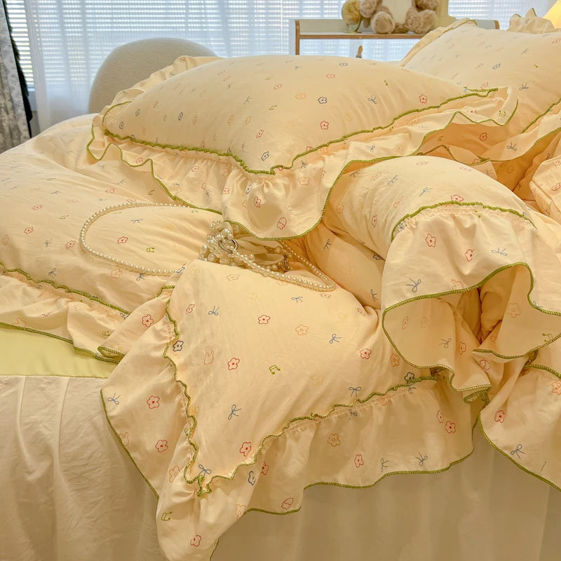 Rüschen Bettwäsche im koreanischen Stil aus Baumwolle, Farbe: Stil 17, Grösse: 200x230 cm