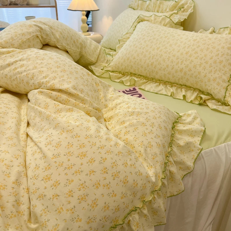 Rüschen Bettwäsche-Set aus Baumwolle im koreanischen Stil, Farbe: Stil 17, Grösse: 200x230 cm