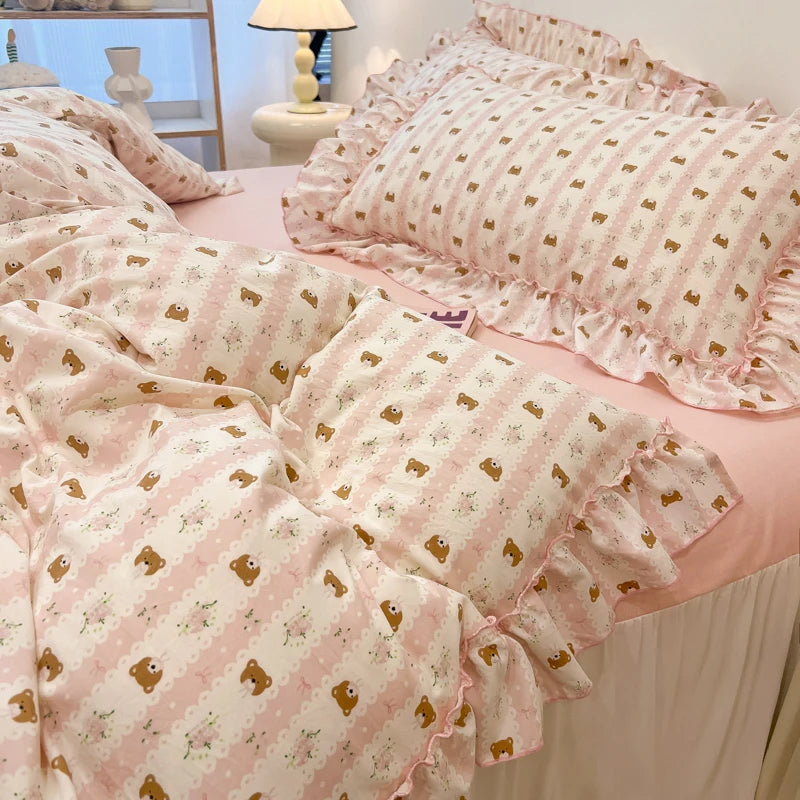 Rüschen Bettwäsche-Set in koreanischem Stil Baumwolle, Farbe: Stil 17, Grösse: 200x230 cm