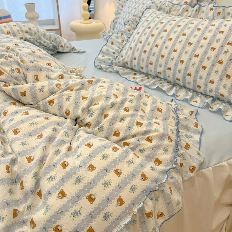 Rüschen Bettwäsche aus koreanischer Baumwolle, Grösse 200x230 cm im eleganten Stil 17