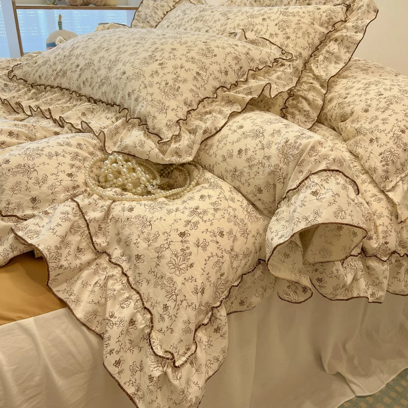 Rüschen Bettwäsche-Set aus Baumwolle in koreanischem Stil, Farbe: Stil 16, Grösse: 180x220 cm, für das Schlafzimmer