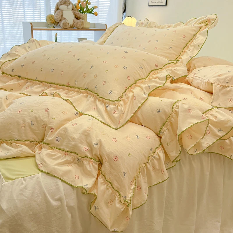 Rüschen Bettwäsche aus Baumwolle in koreanischem Stil, Farbe: Stil 10, Grösse: 180x220 cm