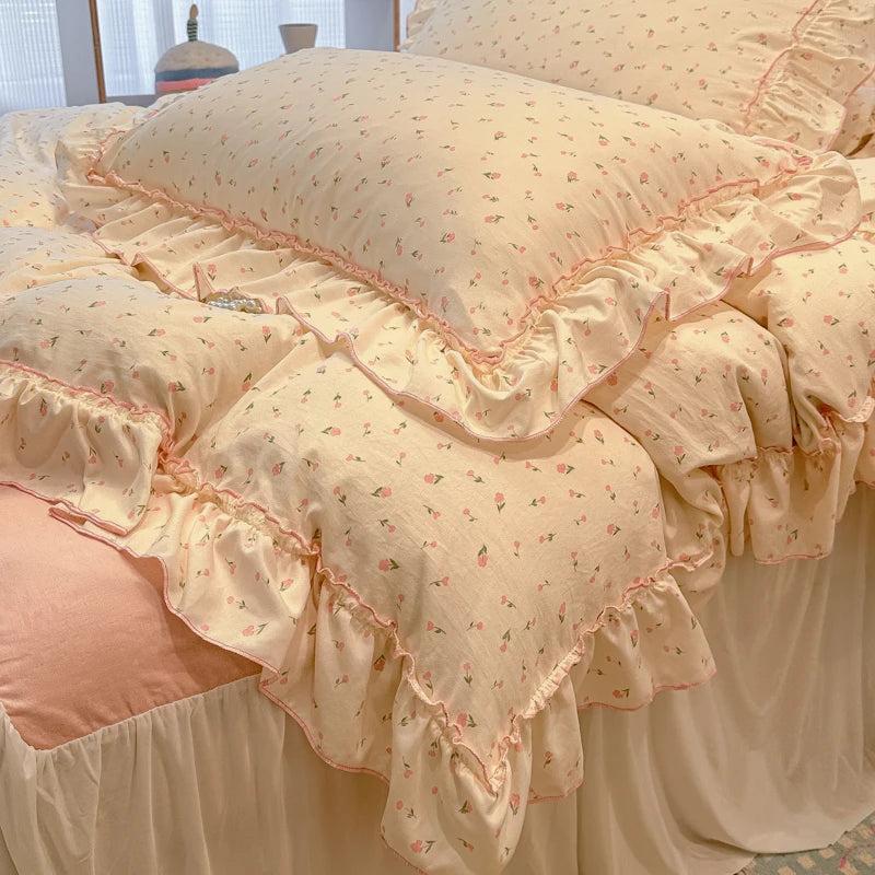 Rüschen Bettwäsche-Set in koreanischem Stil, Baumwolle, Farbe: Stil 10, Grösse: 150x200 cm 2Stk