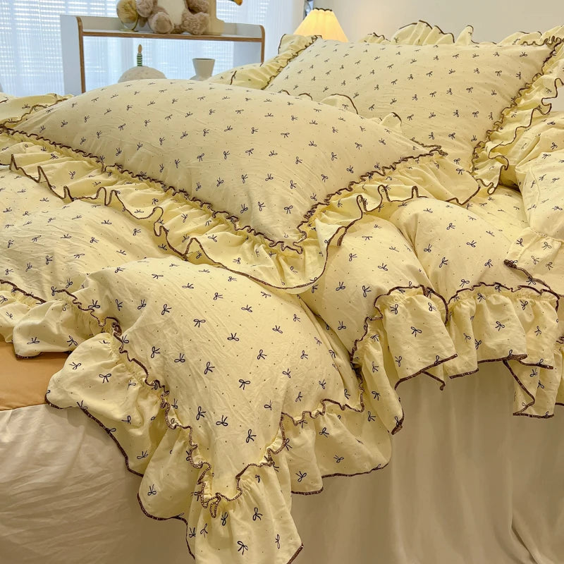 Koreanische Rüschen-Bettwäsche aus Baumwolle in verschiedenen Stilen und Grössen