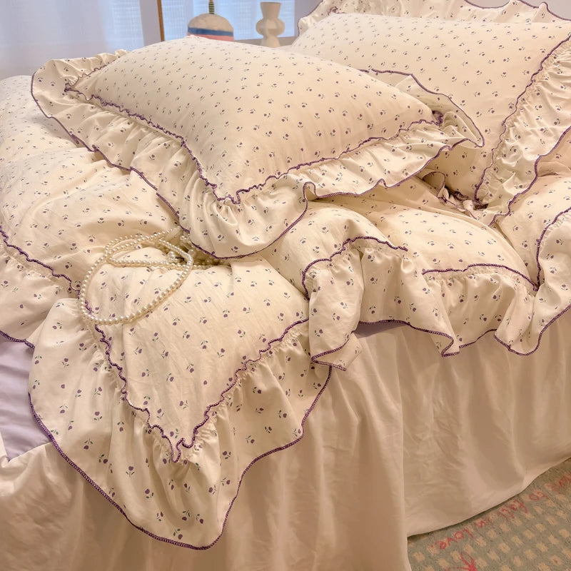 Rüschen Bettwäsche-Set koreanisch Baumwolle in Farbe Stil 17, Grösse 200x230 cm, Schlafzimmer-Dekoration