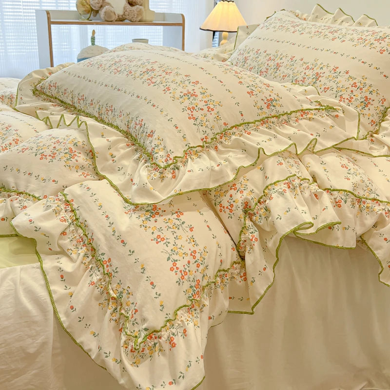 Koreanische Baumwoll-Bettwäsche mit Rüschen, Farbe Stil 17, Grösse 200x230 cm