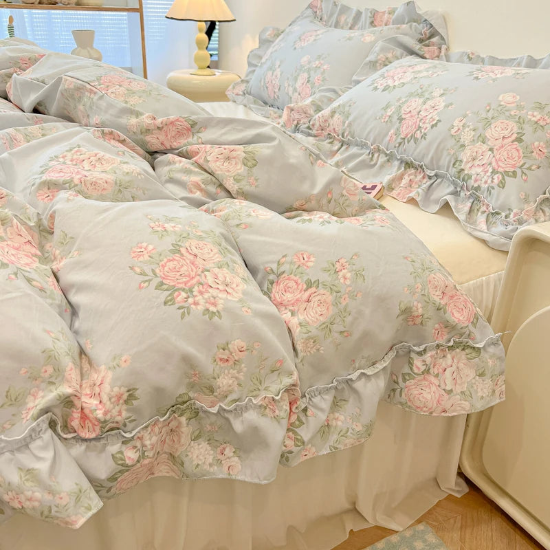 Rüschen Bettwäsche-Set koreanischer Stil, Baumwolle, Farbe: Stil 17, Grösse: 200x230 cm