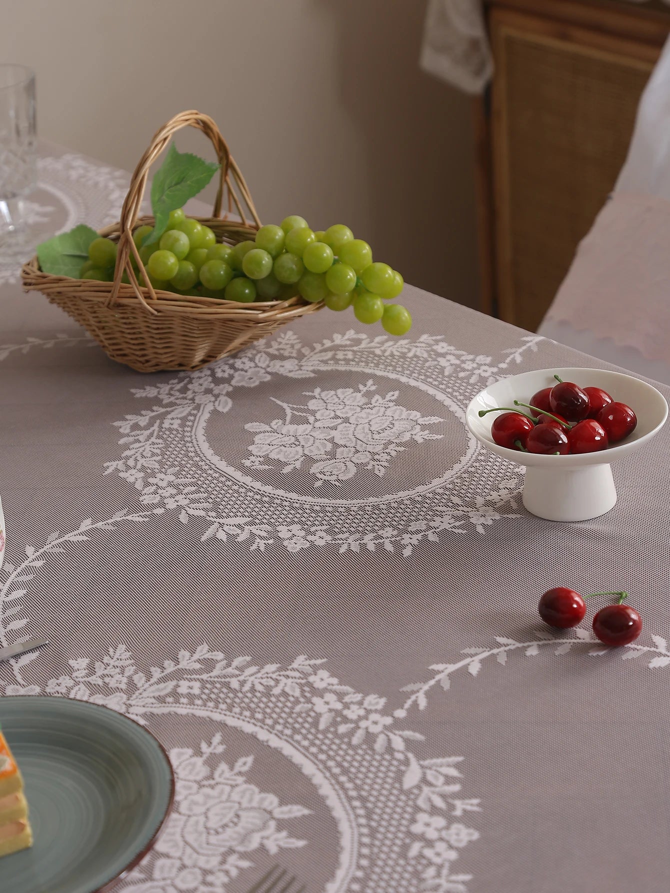 Rustikale Florale Spitzentischdecke – Koreanischer Stil – 140x240cm