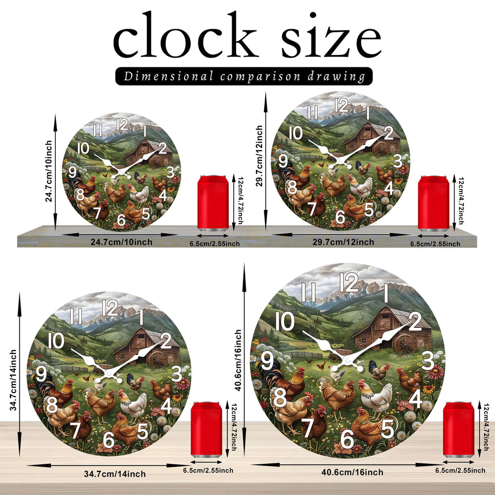 Rustikale Holz-Wanduhr – Bergdesign – 12 Zoll