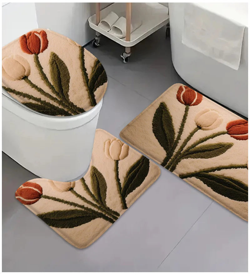 Rutschfeste Badematte – Modernes Flanell-Design – Badezimmer-Set