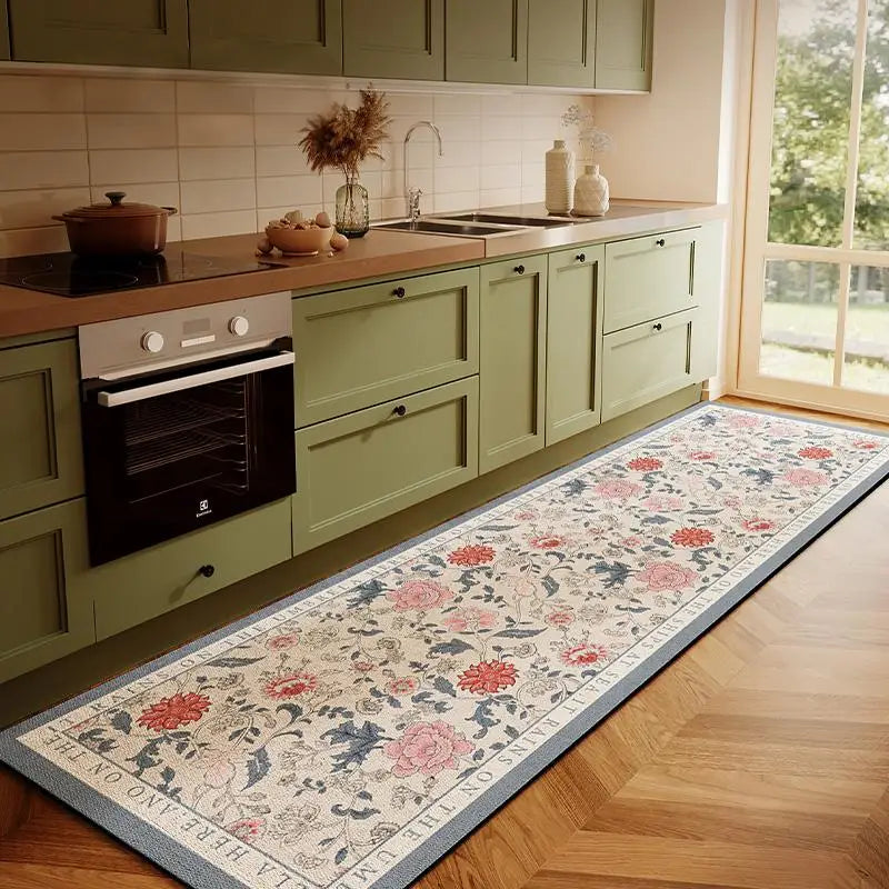 rutschfeste Blumen-Küchenmatte aus PVC, mehrfarbig, 50x120 cm