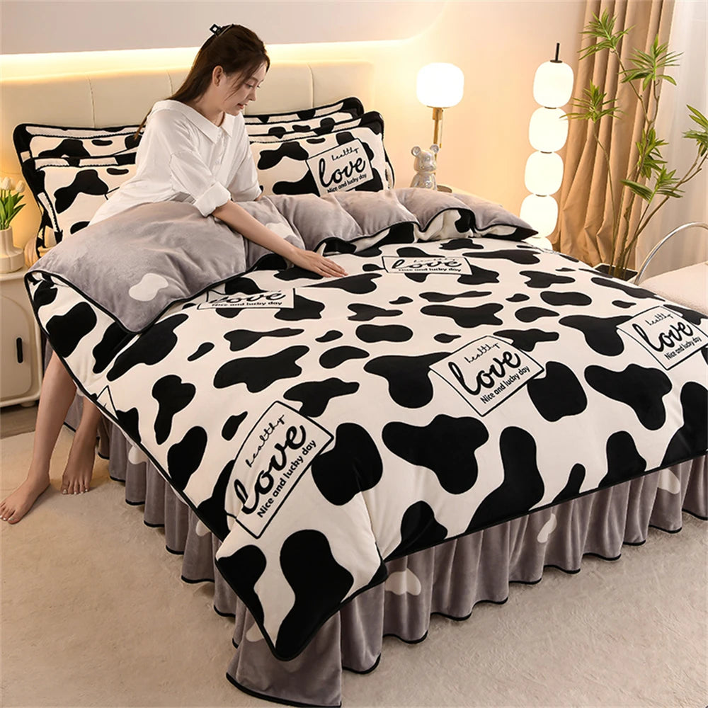 Gedrucktes Flanell-Bettwäscheset – Blumen Fleece – 220x240 cm