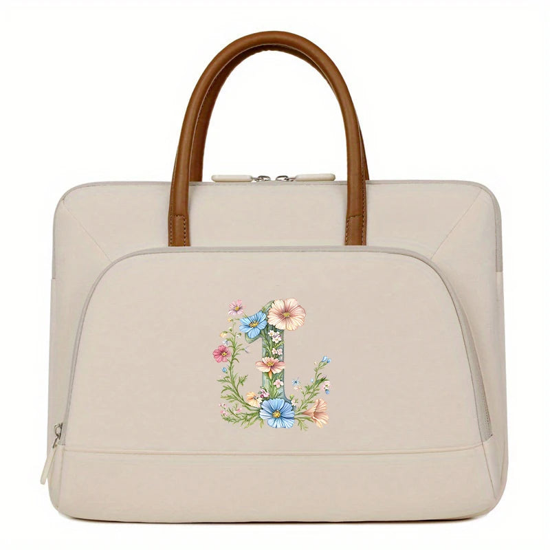 Laptop-Aktentasche - Florales Polyester - Grosses Volumen