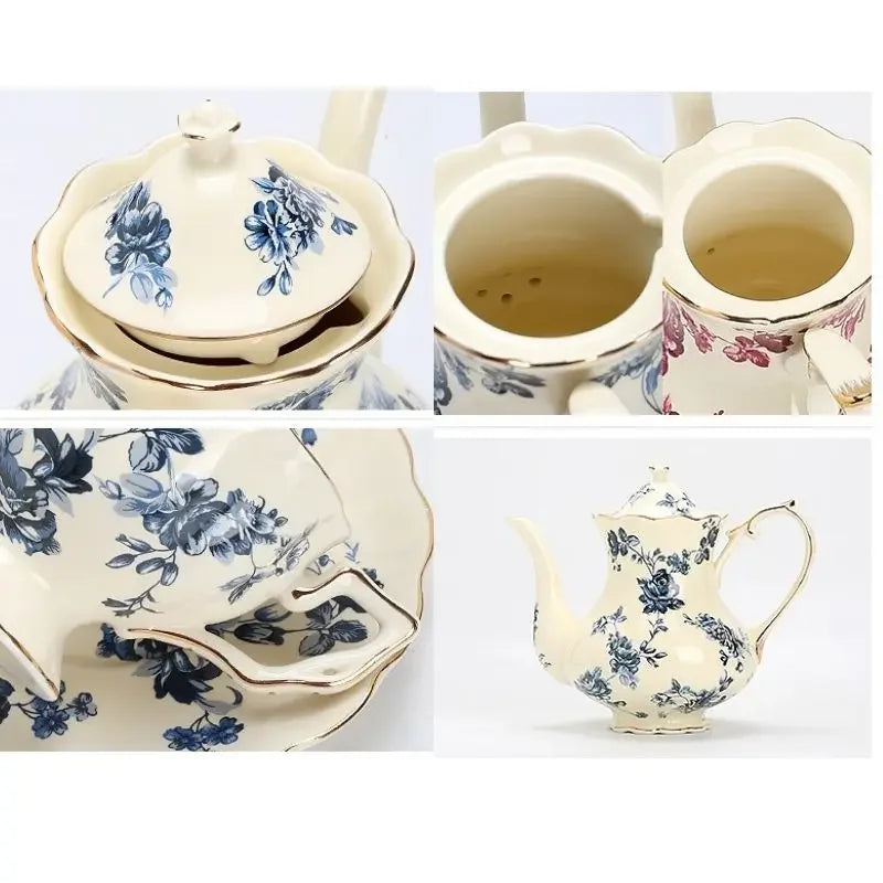 Keramik Teetassen-Set – Vintage Florales Porzellan