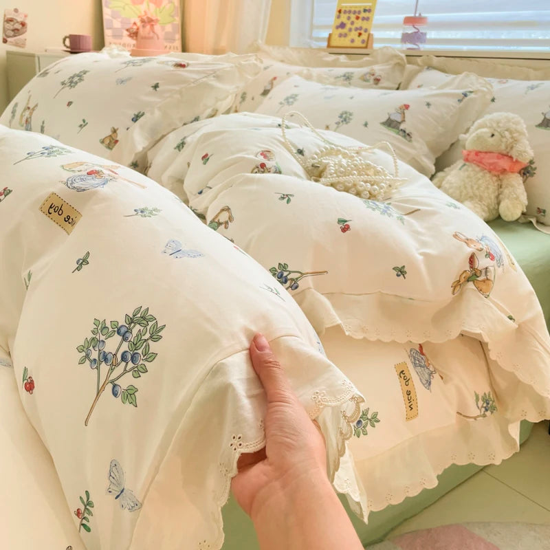 Bettbezug Set – Floraler Polyester Strick – 1.5m bis 2.2m