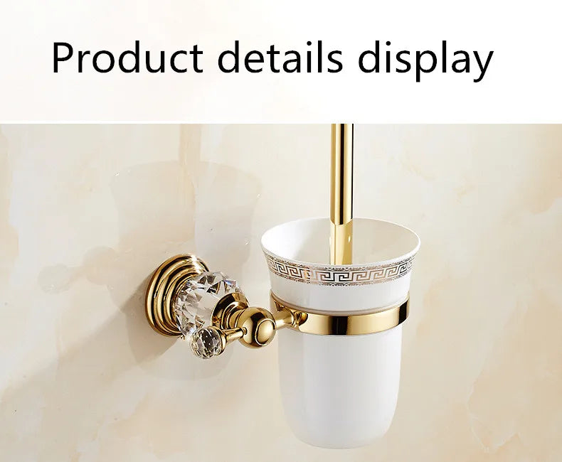 Edelstahl WC-Bürste – Gold Kristall Design – Bad Set