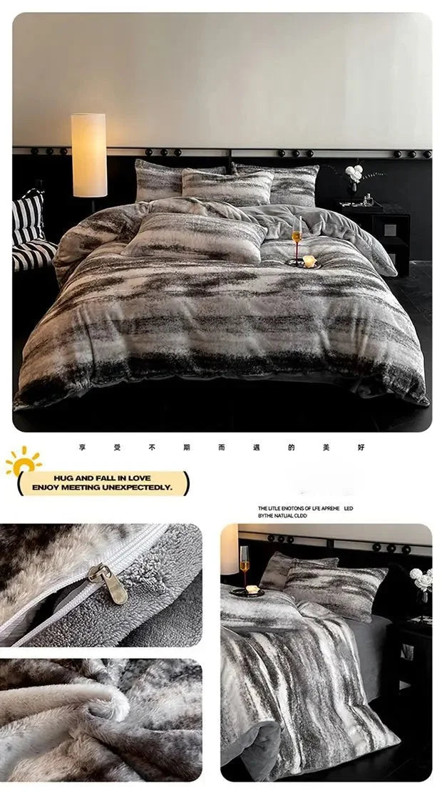 Winter Milchfleece Bettwäsche – Gemütliches Strickdesign 1.8m-2.2m