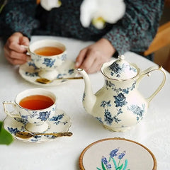 Keramik Teetassen-Set – Vintage Florales Porzellan