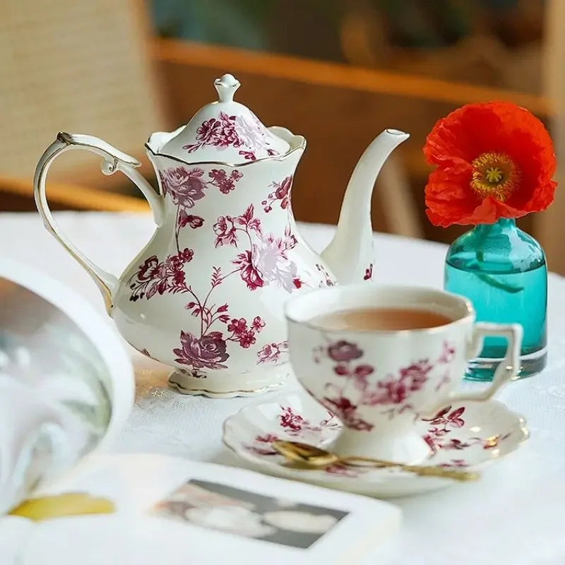 Keramik Teetassen-Set – Vintage Florales Porzellan