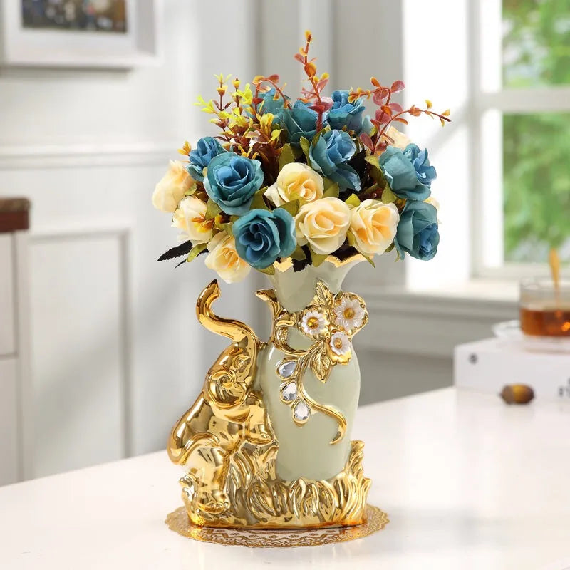 Moderne Vase – Goldglas & Keramik – Wohnzimmereinrichtung