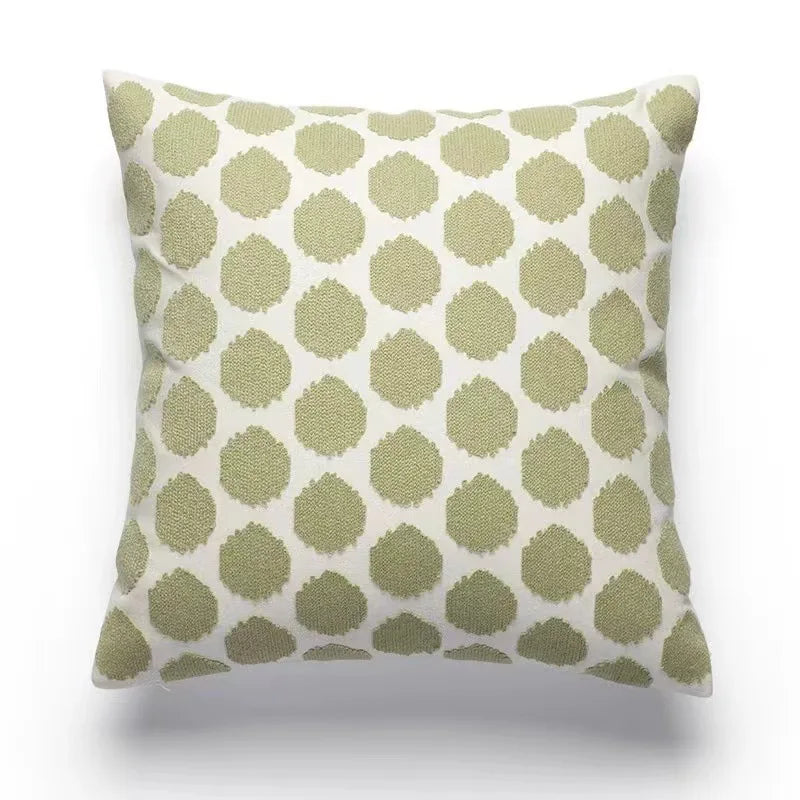 Grüne Blatt Stickerei Kissenbezug – Modernes Baumwolle 45x45cm