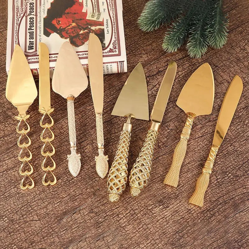 Hochzeitskuchen-Messer Set – Gold Metall Gravur – Jubiläum
