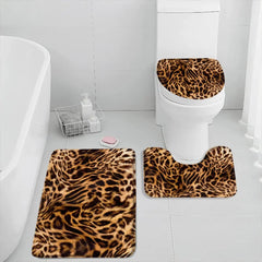 Leopard Badematte Set – Modern Suede, Rutschfest, 3-teilig