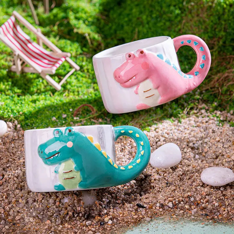 Cartoon Dinosaurier Keramikbecher – Porzellan Stil, 400ml