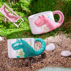 Cartoon Dinosaurier Keramikbecher – Porzellan Stil, 400ml