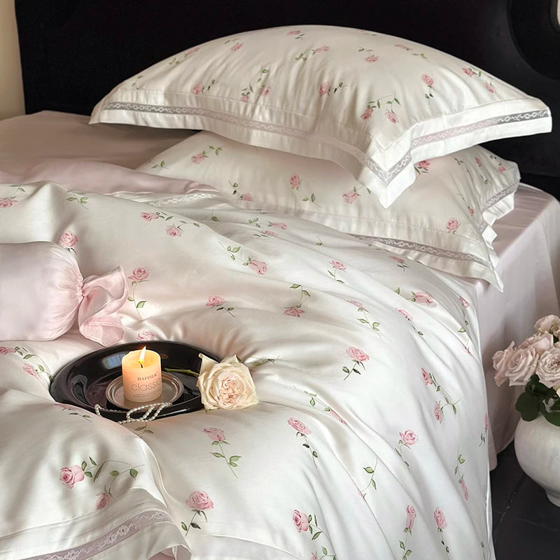 Vintage Rosen Bettwäsche – Ägyptische Baumwolle Luxus – King/Queen Grössen