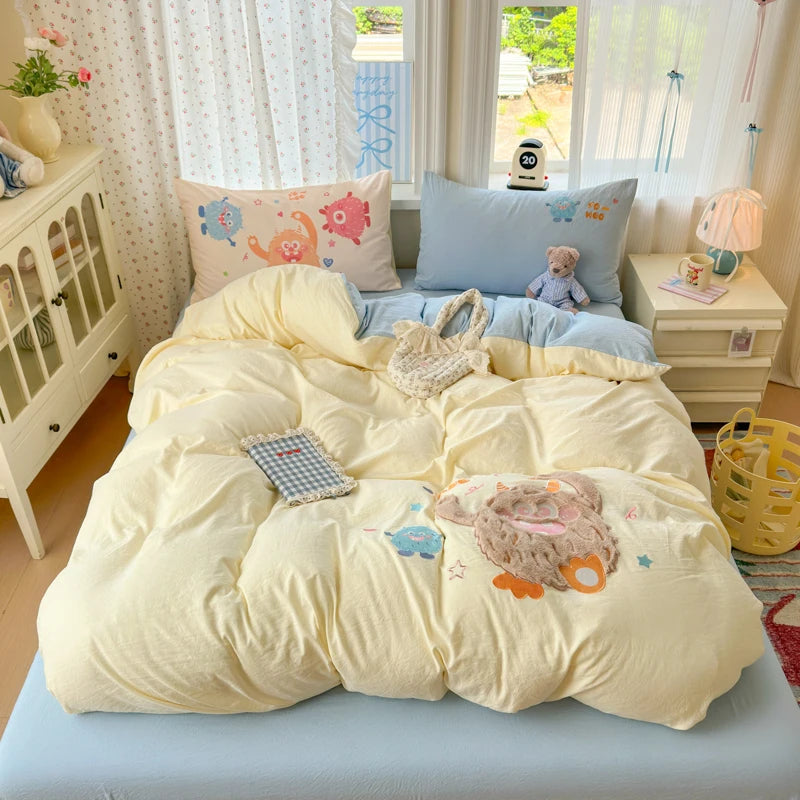 Niedliches Katzen Cartoon Bettwäsche Set – Baumwolle – Kinder