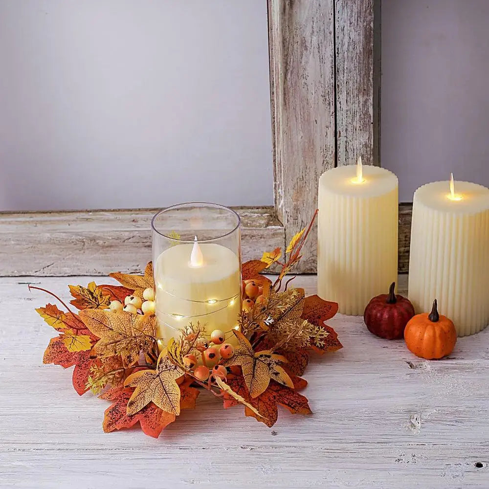 Herbst-Kerzenring – Baumwolle – 25cm/9.8" Charme