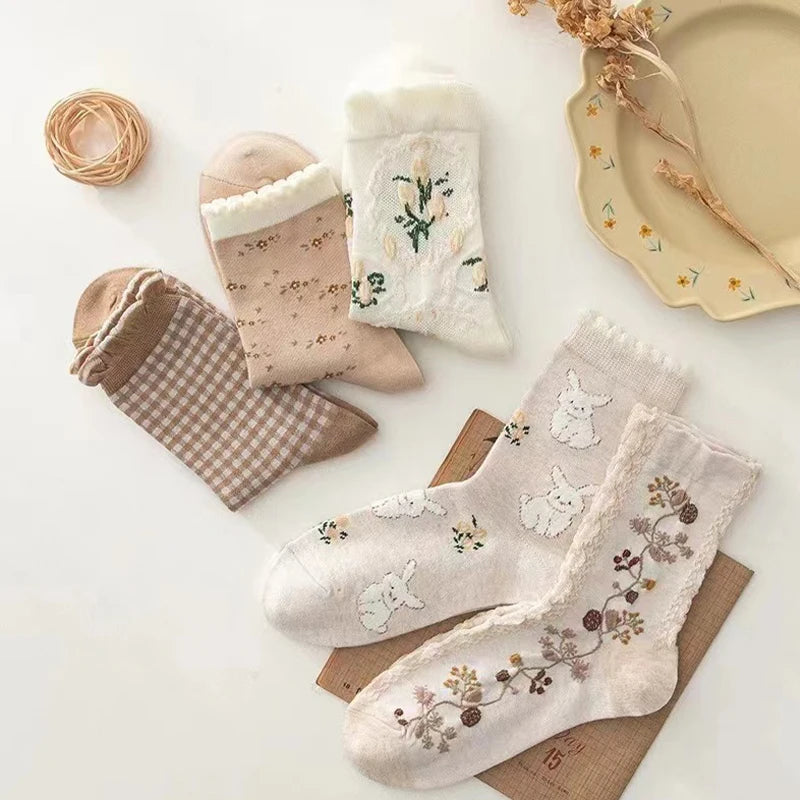 Retro-Stil Socken – Dicke Strick- – 5er Set