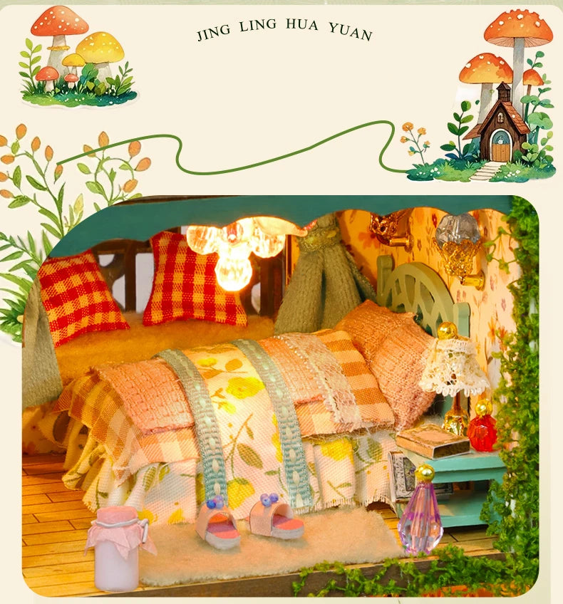 DIY Puppenhaus Bausatz – Handgefertigtes Holzmodell mit Licht