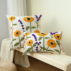 Stickkissenbezug mit Sonnenblumenmuster – Polyester – 45cm-50cm