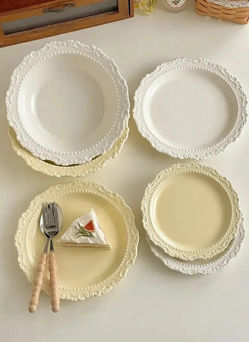 Französischer Keramikteller – Zuhause Café Floral