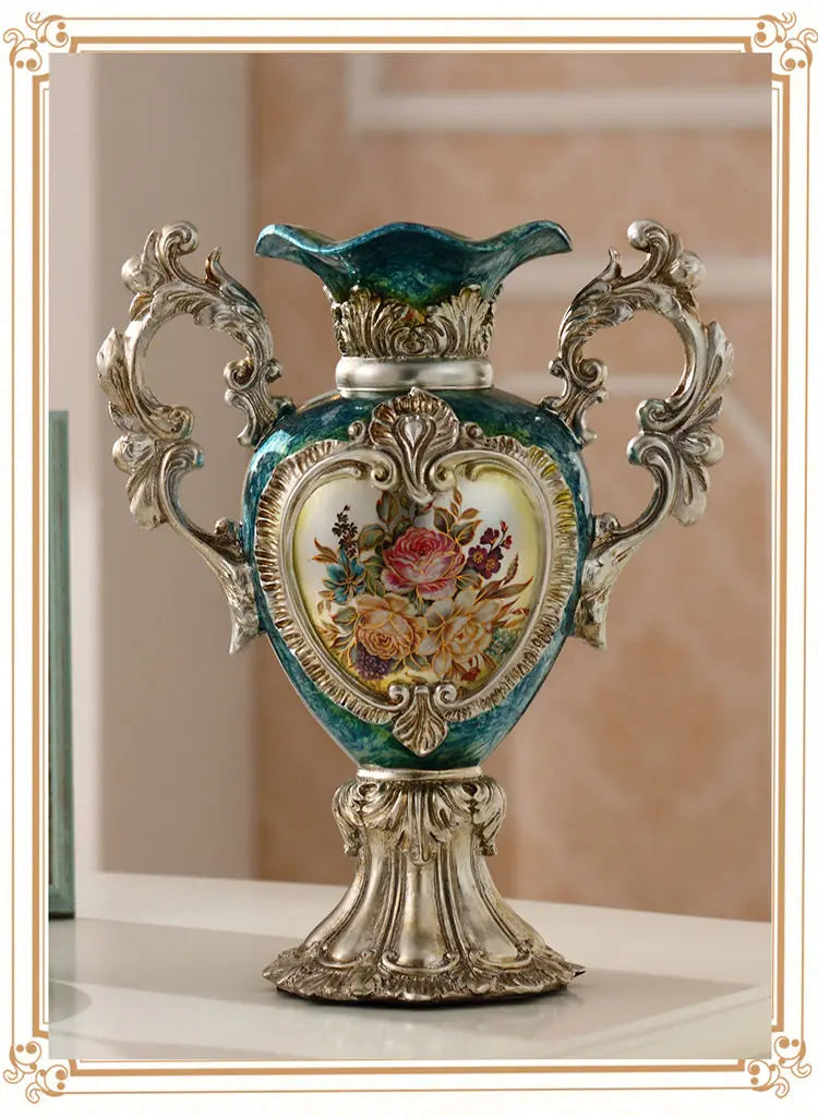 Luxuriöse weisse Harz-Vase im europäischen Stil, Höhe 30CM, Breite 25CM