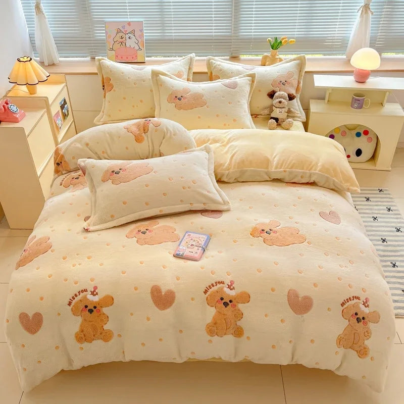 Florale Milchfleece – Moderne Doppelbettdecke 220x240