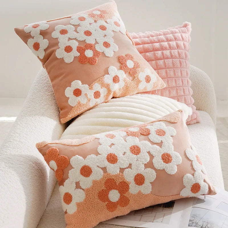 Bestickte Kissenbezüge – Luxusblumen – 45x45, 30x50