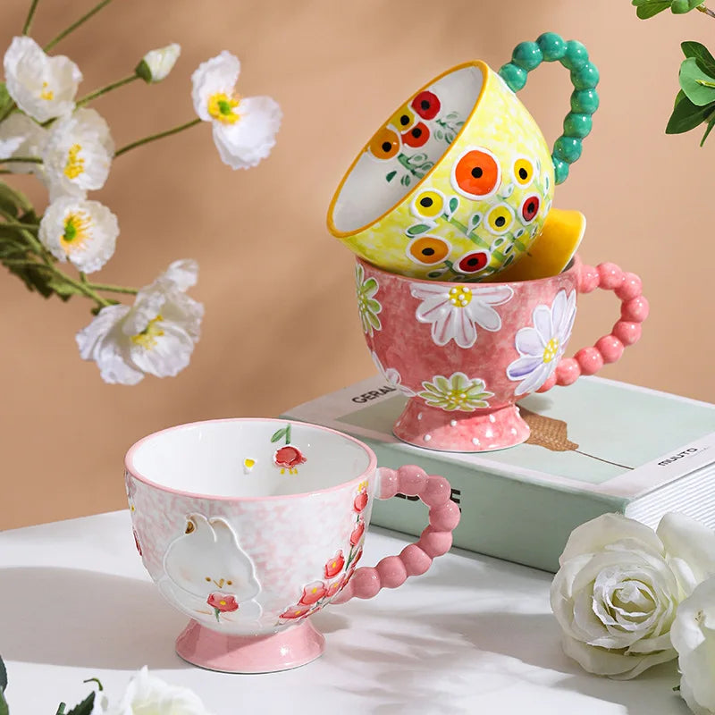 Handbemalte Keramiktassen – Süss & Grosse Kapazität