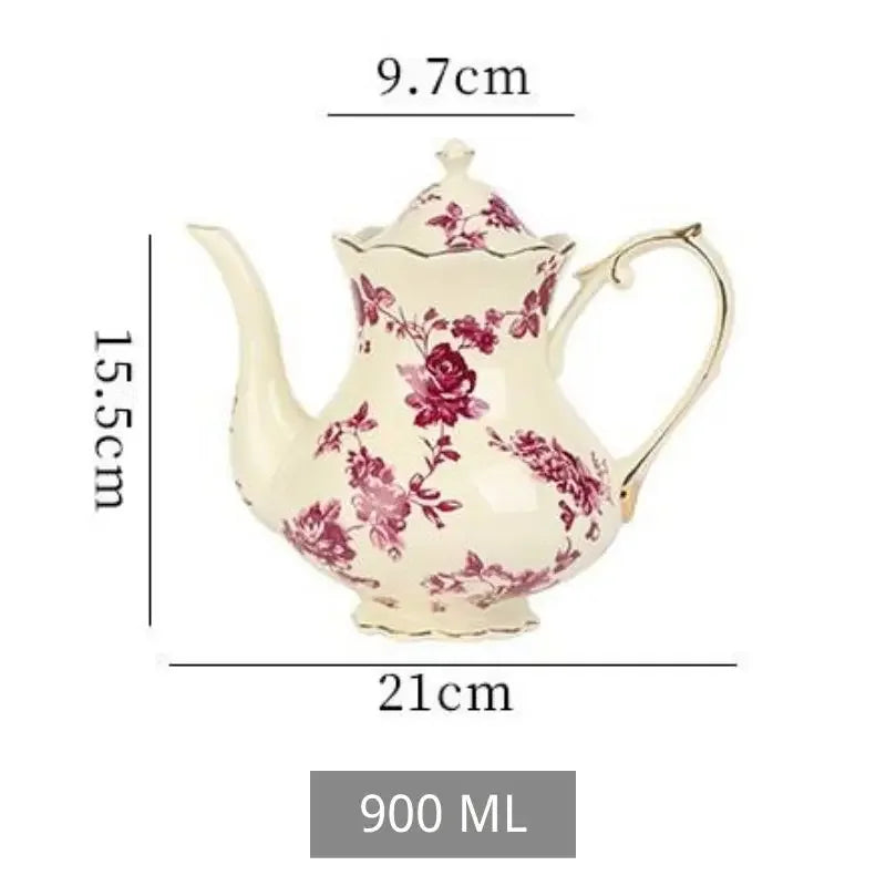 Keramik Teetassen-Set – Vintage Florales Porzellan