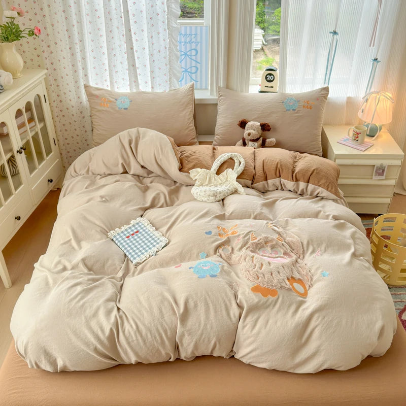 Niedliches Katzen Cartoon Bettwäsche Set – Baumwolle – Kinder