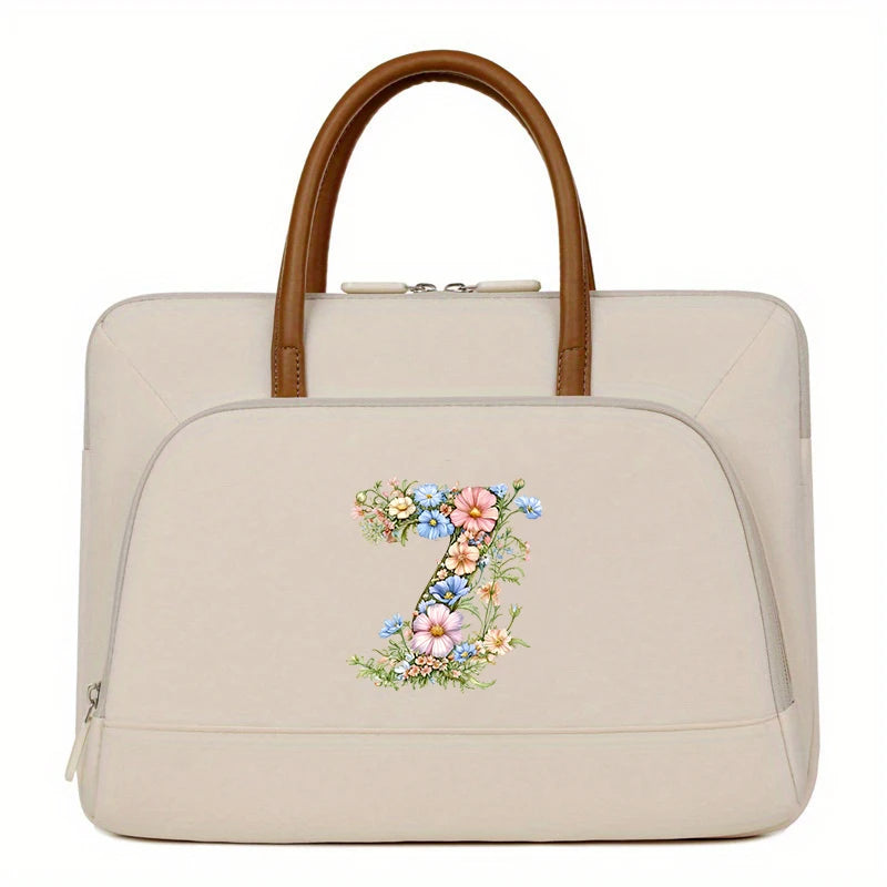 Laptop-Aktentasche - Florales Polyester - Grosses Volumen