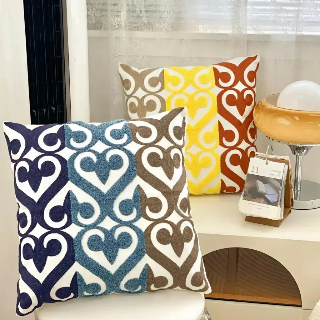 Grüne Blatt Stickerei Kissenbezug – Modernes Baumwolle 45x45cm