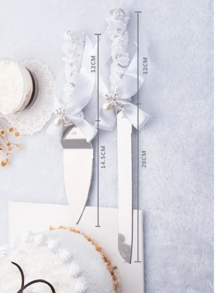 Europäisches Messer- und Gabelset – Diamantschleife – Geschenk