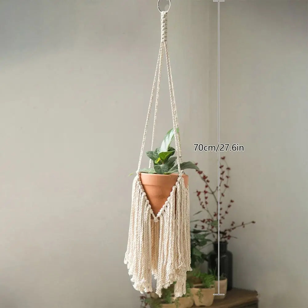 Makramee Pflanzenhänger - Handgemachte Baumwolle - 70–110cm