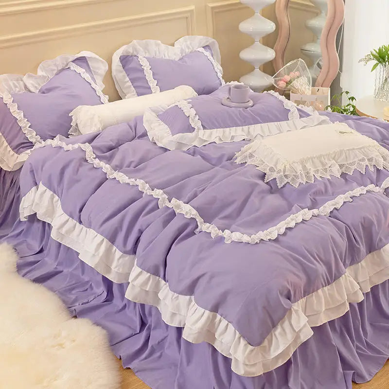 Koreanisches Prinzessinnen-Duvet – Weiches Polyester Queen-Set