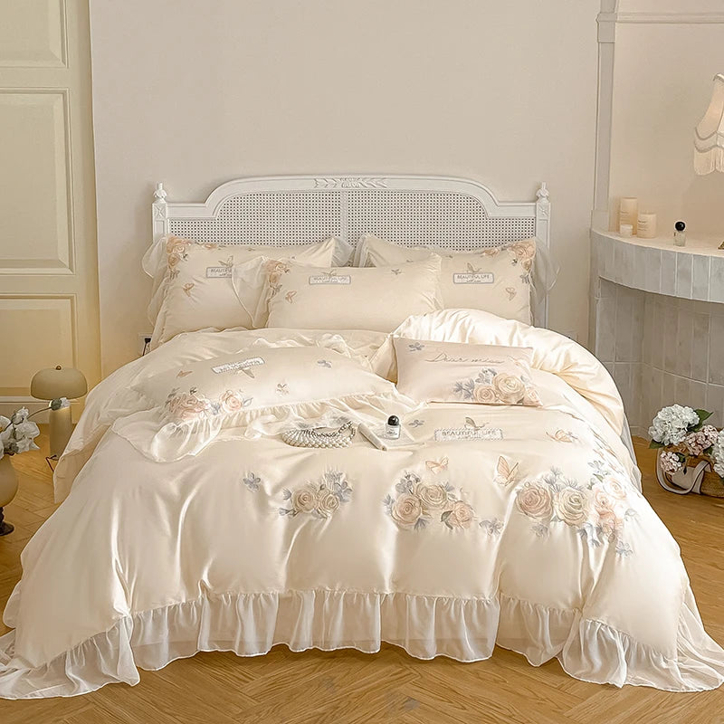 Bettbezug Set – Stickerei Lyocell Baumwolle – King- & Queen-Grössen